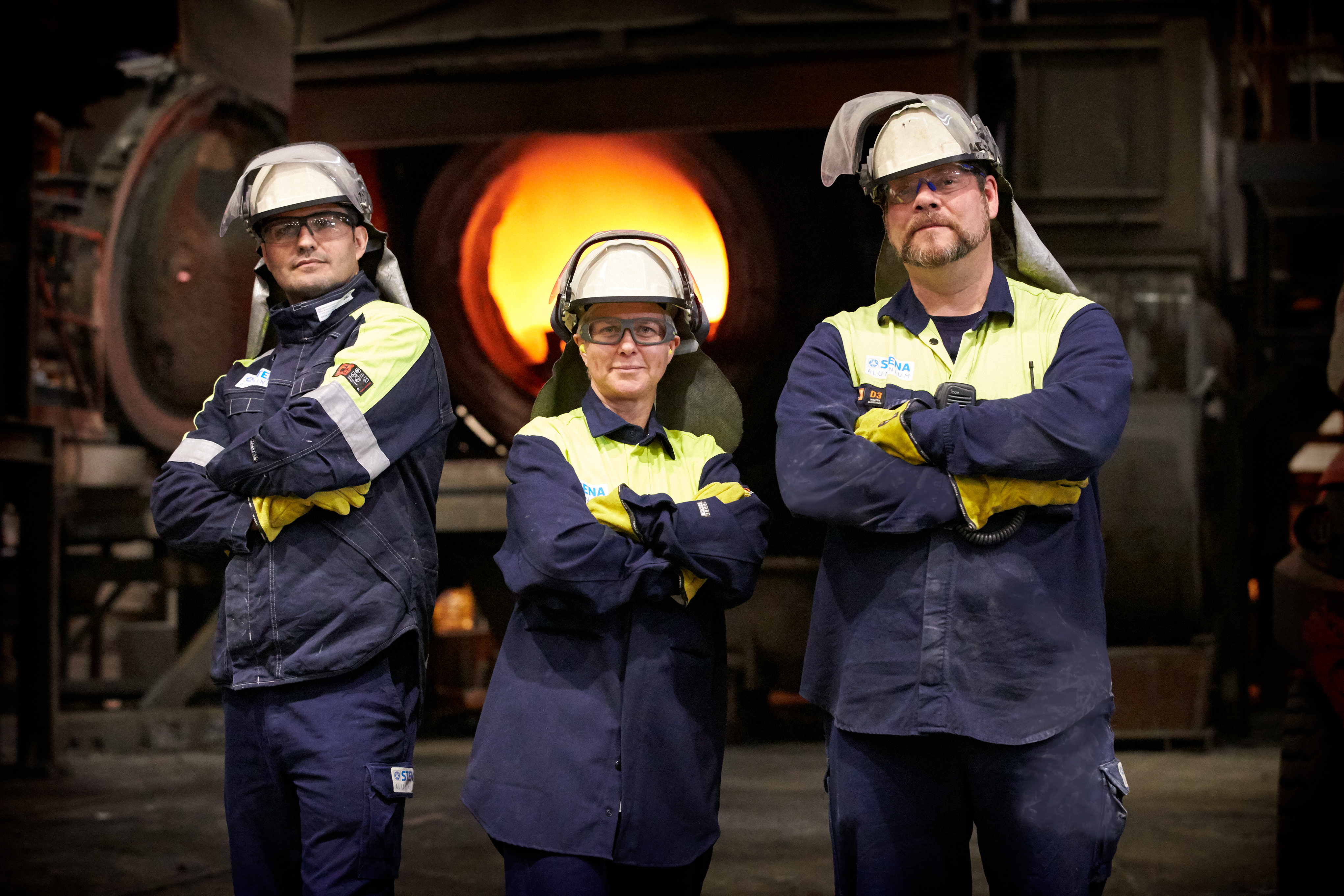 Three employees at Stena Aluminium in production